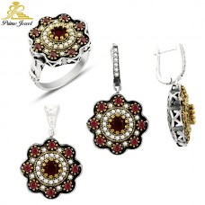 Gümüş Otantik Taşlı Set
